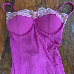 Women’s Lace-Trim Slip Dress - Fuchsia Pink